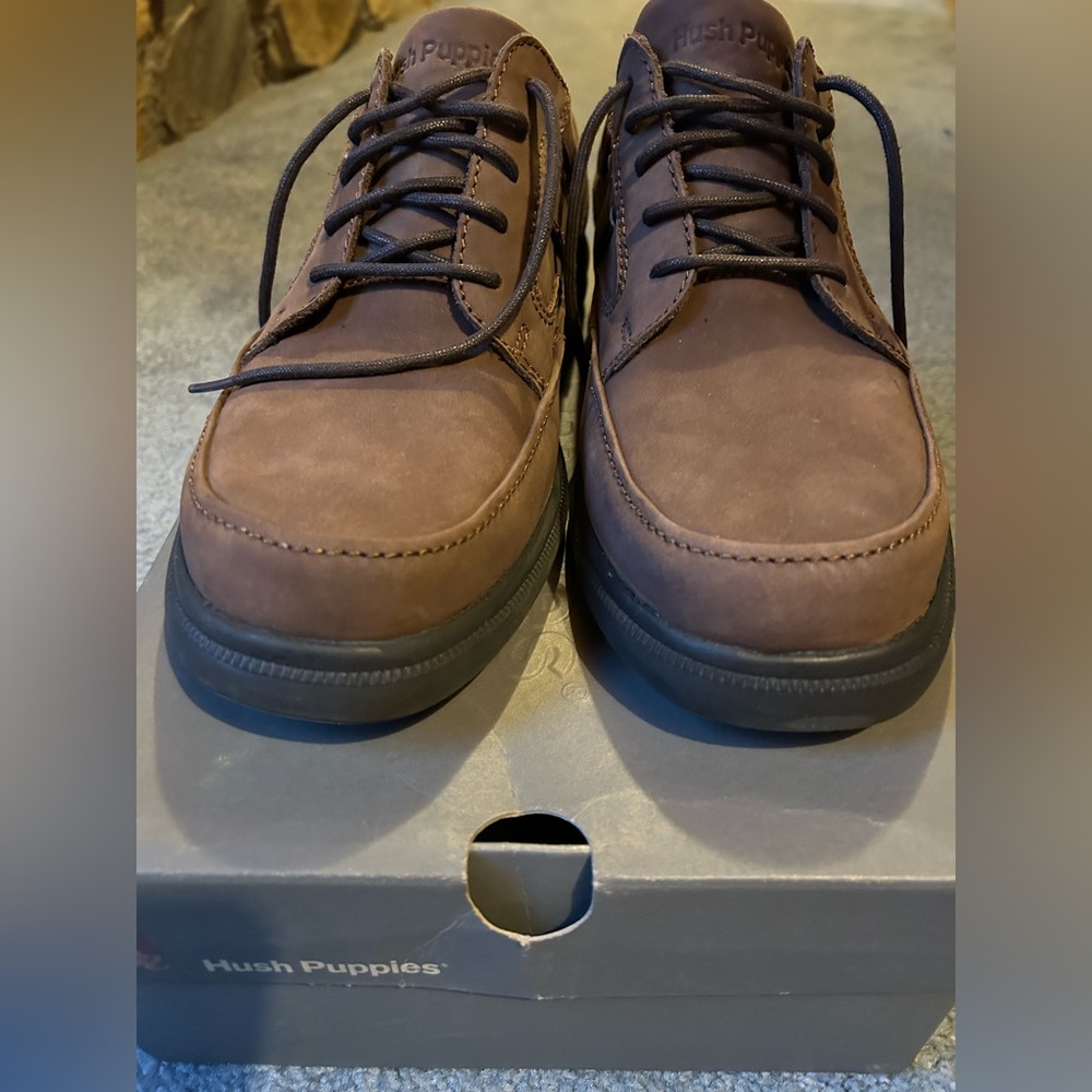 New Men’s Hush Puppies Boyd Dark Brown Nubuck Shoes Size 10 1/2